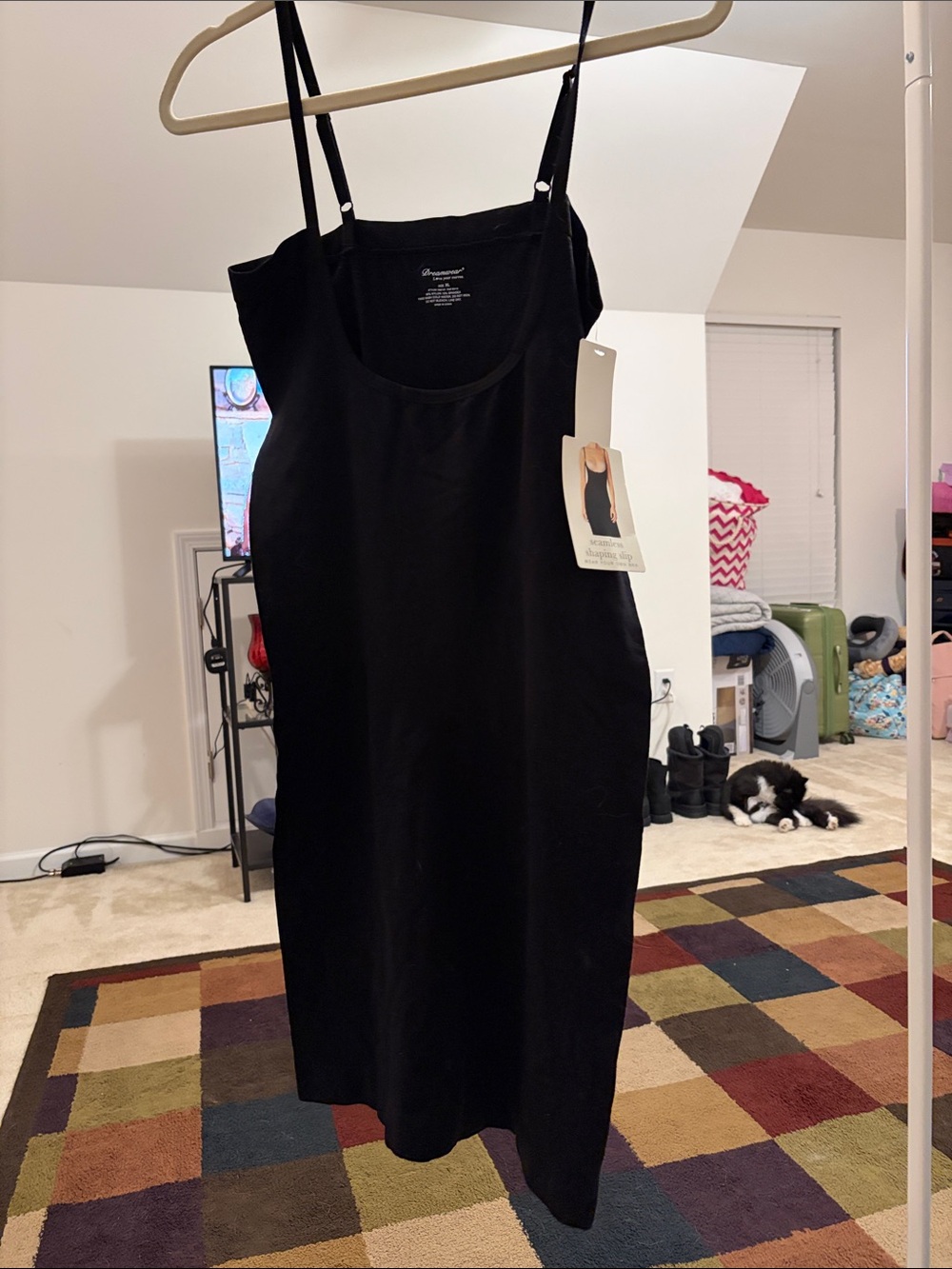 NWT Black Slip Dress with Adjustable Spaghetti Straps